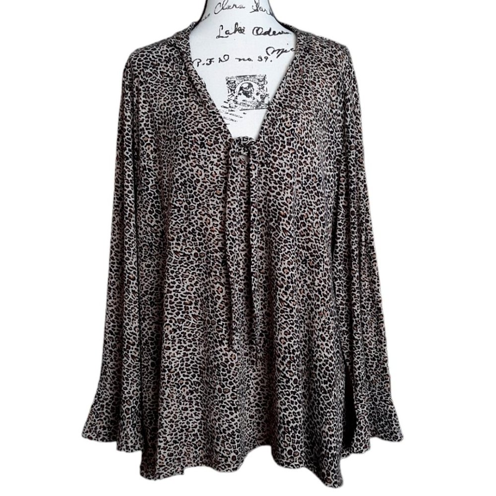 Suzanne Betro Blouse Animal Print Plus Size 4X